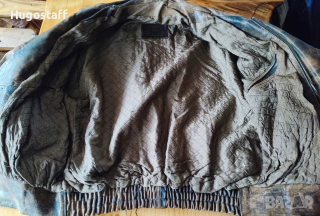 Винтидж марково оригинално cafe racer Моторджиско дебела кожа бомбър пилотско Camel Л/Хл , снимка 14 - Якета - 43352442