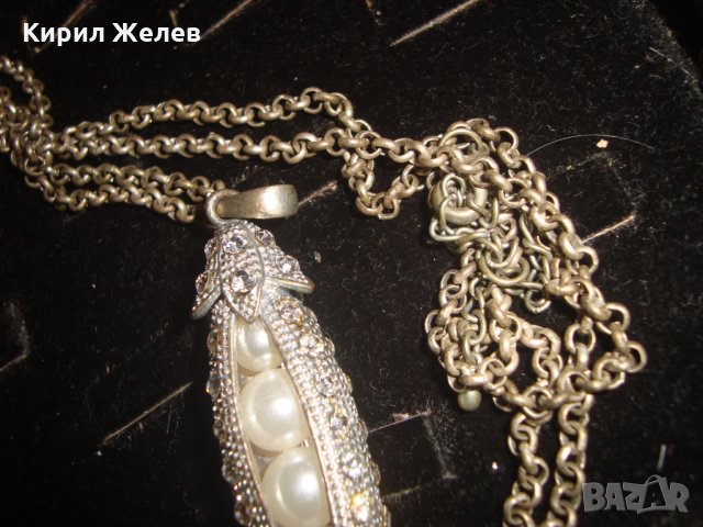 СРЕБРИСТО ОРИГИНАЛНО АРТ КОЛИЕ МЕДАЛЬОН с ВГРАДЕНИ ПЕРЛИЧКИ и КРИСТАЛИ 16565, снимка 16 - Колиета, медальони, синджири - 30711712