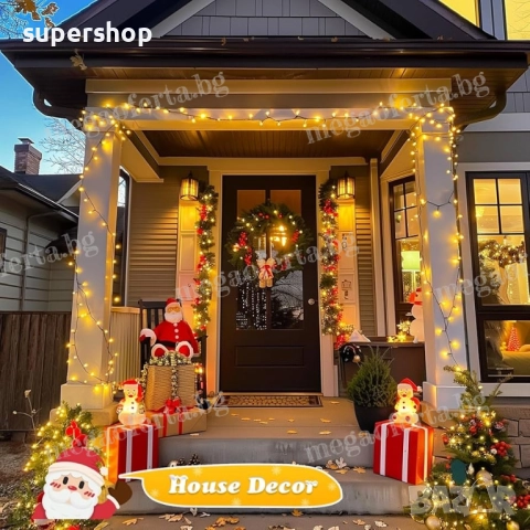 Светещ Коледен Гирлянд 50м. с 250 Диода Топла Светлина Коледна Украса, снимка 8 - Други - 52514054