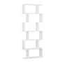 Homfa Геометрична библиотека с дървена S-образна, 6 нива, бяла, снимка 4