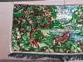 Автентичен стар плюшен ковьор с елен и сърни, снимка 3