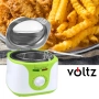 Фритюрник Voltz, 2 литра, 1300W, 80-190 C, Незалепващ съд, Бял/зелен 2 ГОДИНИ ГАРАНЦИЯ, снимка 2