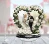 въртяща 360 ° Сватбена Двойка синя Арка сърце цветя 2D Акрилна Фигурка топер за торта връх, снимка 6