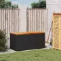 vidaXL Външна кутия за съхранение черна 110x50x54 см PE ратан акация, снимка 3