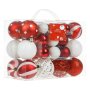 50 броя Комплект Бели и червени коледни топки в 3 размера, снимка 1 - Други стоки за дома - 42671117