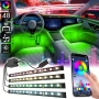 RGB LED Диодна лента за автомобил 4бр  управление от телефон ленти USB, снимка 1