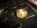 СТАР ПОЗЛАТЕН БРОНЗОВ ПРЪСТЕН ФЛОРАЛНО ОРНАМЕНТИРАН РЪЧНО МАЙСТОРСКА ИЗРАБОТКА МАСИВЕН 21049, снимка 10