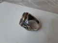 Уникален мъжки бутиков сребърен пръстен с оникси, снимка 6