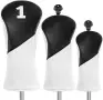 Комплект Golf headcovers за драйвър, феъруейууд и хибрид – синтетична кожа, мека подплата, с, снимка 1
