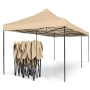 Луксозна градинска шатра KraftWorld 3×6 м – премиум бежово платнище, сгъваема конструкция, снимка 7