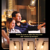 Индустриална подова лампа EDISHINE, 160 см със стъклен абажур, LED,Е27, снимка 2 - Лампиони - 44516671