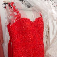 луксозна бална официална червена рокля с дантела русалка, снимка 6 - Рокли - 30404322