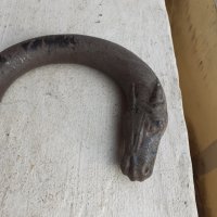 Стара метална дръжка за бастун конска глава, снимка 4 - Антикварни и старинни предмети - 39943278