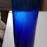 синя прозрачна ваза стъкло, снимка 4 - Вази - 31398182