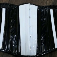 Лачен корсет под бюста в черно и бяло Busk с метални банели, снимка 1 - Корсети, бюстиета, топове - 35025136