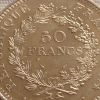 Сребърна монета 50 франка 1974г. Република Франция LIBERTE EGALITE FRATERNITE 40936, снимка 3 - Нумизматика и бонистика - 42832358
