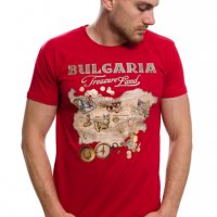 Нова мъжка червена тениска с трансферен печат България - Treasure Land (Земя на съкровищата), снимка 6 - Тениски - 29889652