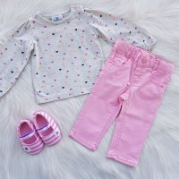Дънки блузка и буйки за бебе 6 месеца , снимка 1 - Комплекти за бебе - 35292988
