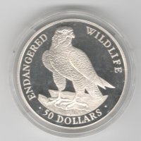Cook Islands-50 Dollars-1991-KM# 119-Peregrine Falcon-Silver Proof, снимка 3 - Нумизматика и бонистика - 37294823