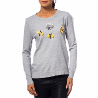 MOONSTONE блуза с пайети и мъниста, снимка 1 - Блузи с дълъг ръкав и пуловери - 31518594