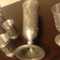 Старинни немски калаени предмети кана чаши чаша серия "Lindenwirthin", снимка 10 - Колекции - 44280240