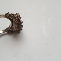 Стар филигранен сребърен пръстен, снимка 6 - Антикварни и старинни предмети - 42702371