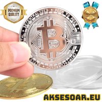 Позлатена биткойн монета за колекция сувенири за познавачи на Bit Coin криптовалутата метална физиче, снимка 3 - Нумизматика и бонистика - 42191792