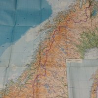 Норвегия физико географска карта М 1:2000 000 размер 62см/85см, снимка 3 - Други - 34018244