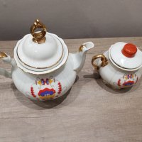 Български видински порцеланов чайник,кана и захарница, снимка 3 - Антикварни и старинни предмети - 38025283