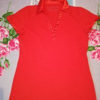  Червена блуза със сатенена яка Esprit р-р М , снимка 6 - Тениски - 31456586