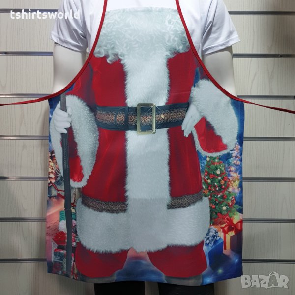 Нова мъжка забавна готварска престилка Дядо Коледа, снимка 1