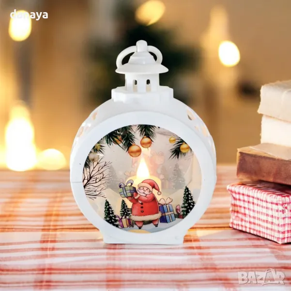 5380 Кръгъл коледен фенер светеща коледна украса, 15 см, снимка 1