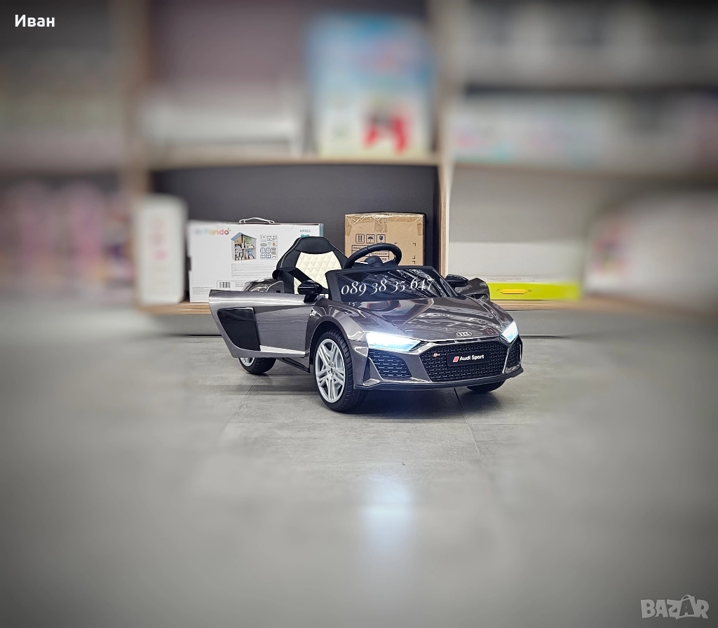 ТОП ЦЕНА!НОВО!Акумулаторна кола Audi R8 Spyder с 12V батерия,меки гуми,металик,USB, снимка 1