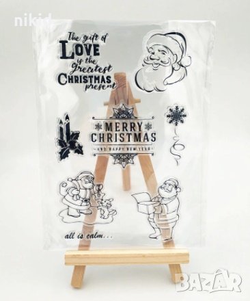Merry Christmas Коледен Дядо Коледа силиконов гумен печат декор бисквитки фондан Scrapbooking, снимка 1