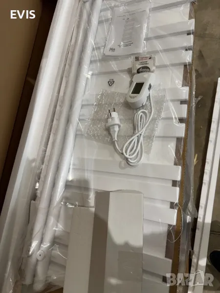 Дизайнерска електрически лира за баня с термостат – 500W, Бяла, 1200x500 мм, снимка 1