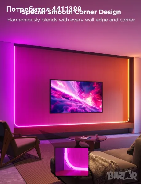 Govee neon rope light Цветна светлина синхронизация на музика, снимка 1
