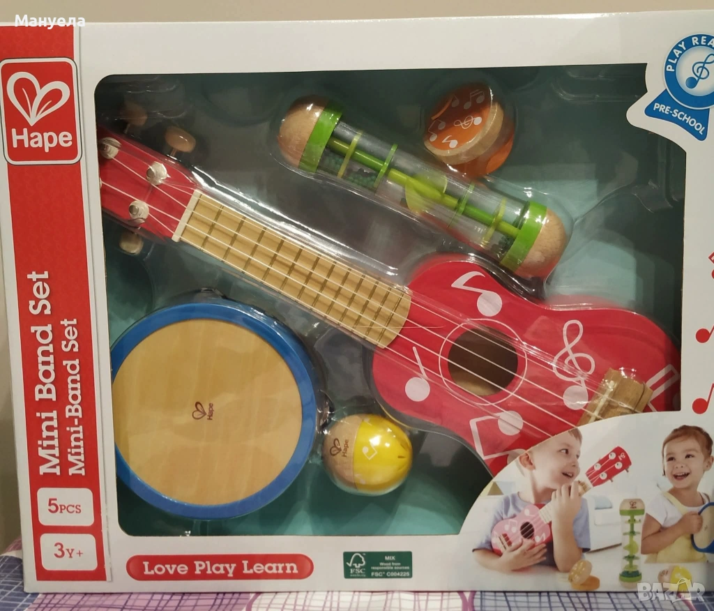 Музикален дървен комплектHape от 5 части , снимка 1