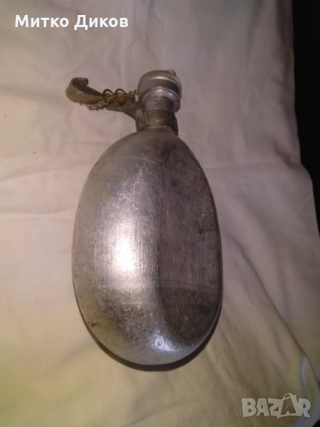 Манерка военна алуминиева от соца със синджирче и карабинка 1л, снимка 1