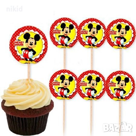 10 бр кръгли Мики и Мини Маус топери украса декор за кексчета мъфини парти, снимка 1