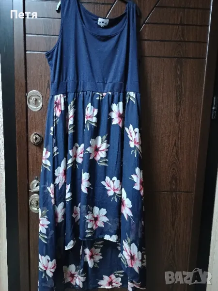 тъмно синя рокля на цветя , снимка 1