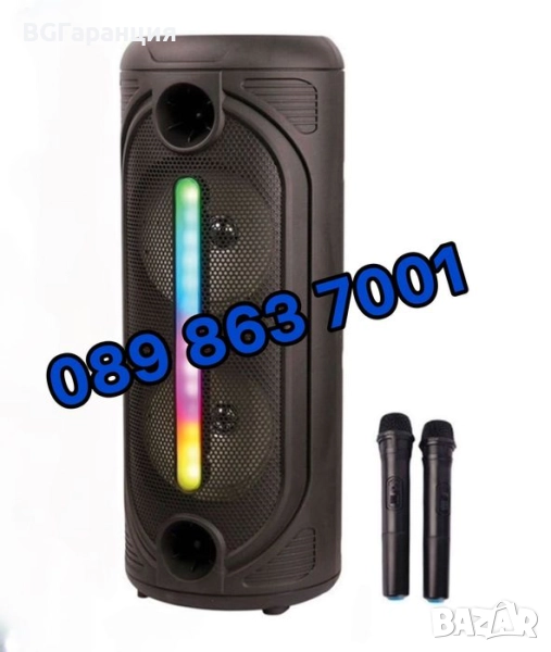 Преносима Bluetooth караоке колонка с два микрофона, снимка 1