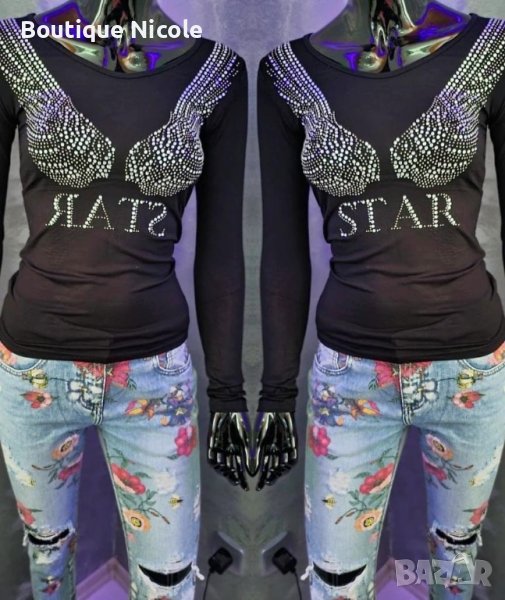 Дамска блузка с кристали  , снимка 1