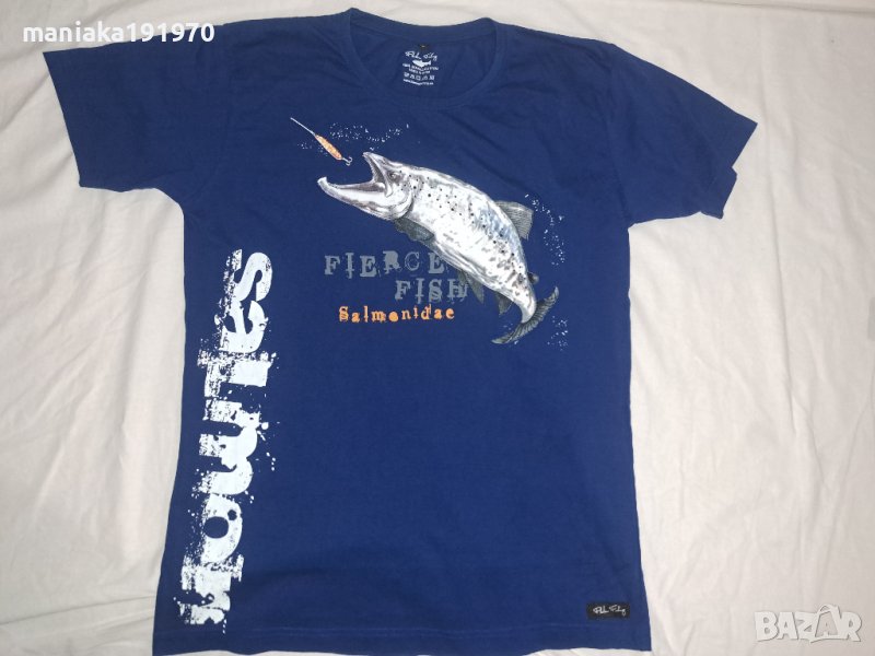 Fladen Fishing Hungry Salmon t-paita T-Shirt  (L) риболовна тениска, снимка 1