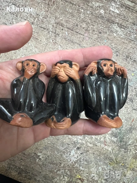 Керамични маймунки с глазура , снимка 1