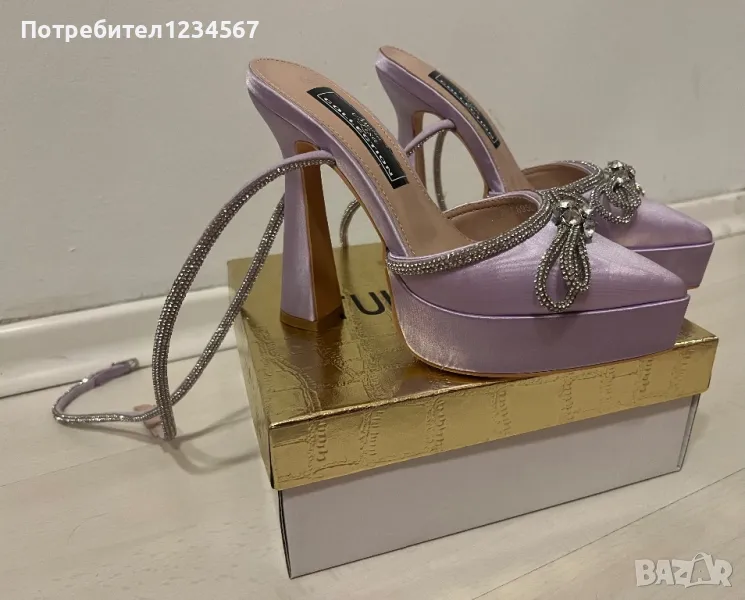 Нови обувки на ток с камъни 36 номер, снимка 1
