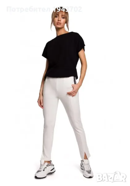 Спортно-елегантен дамски панталон в цвят екрю M493 MOE, снимка 1