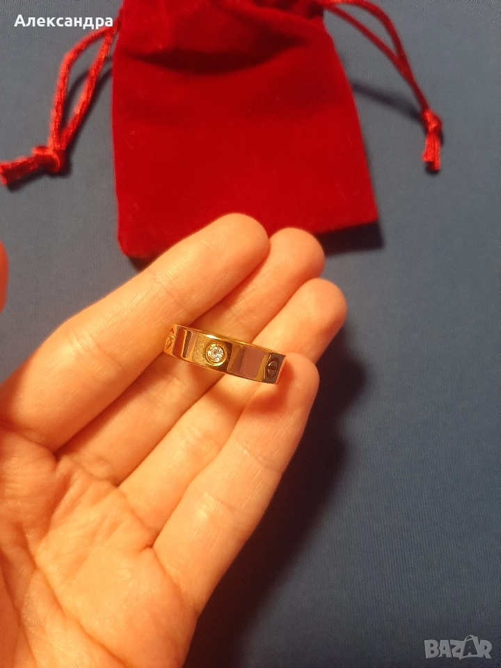 Позлатен пръстен с камъни , снимка 1