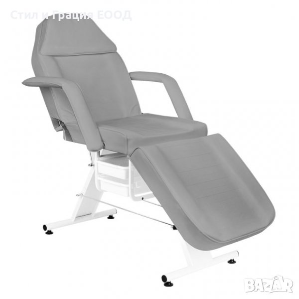 Фиксирана кушетка Basic 202 - сива/бяла/черна 180 x 60/80 x 75 см, снимка 1