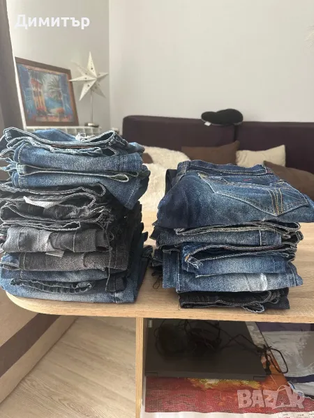 15 чифта мъжки маркови дънки с размери 30,33,42,44. Продавам ги общо всичките заедно, не по отделно, снимка 1