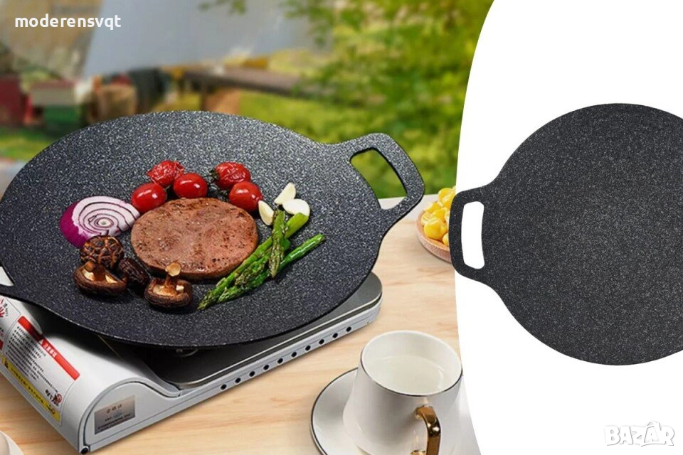 Кръгъл тиган за грил 32см, снимка 1